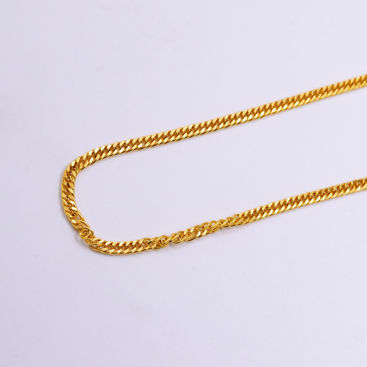24K Gold Filled 4mm Concave Curb 20 Inch Necklace | WA-2446