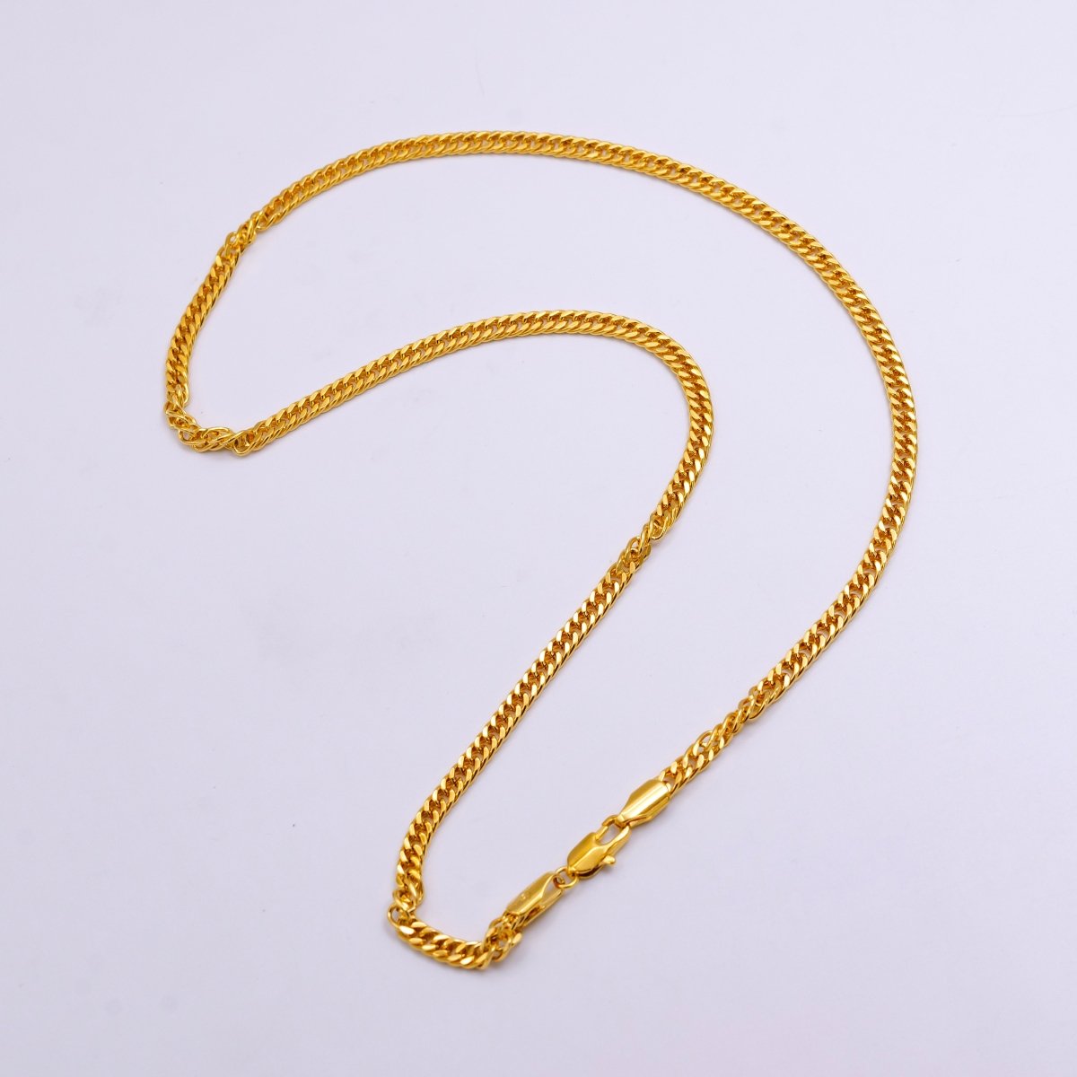 24K Gold Filled 4mm Concave Curb 20 Inch Necklace | WA-2446