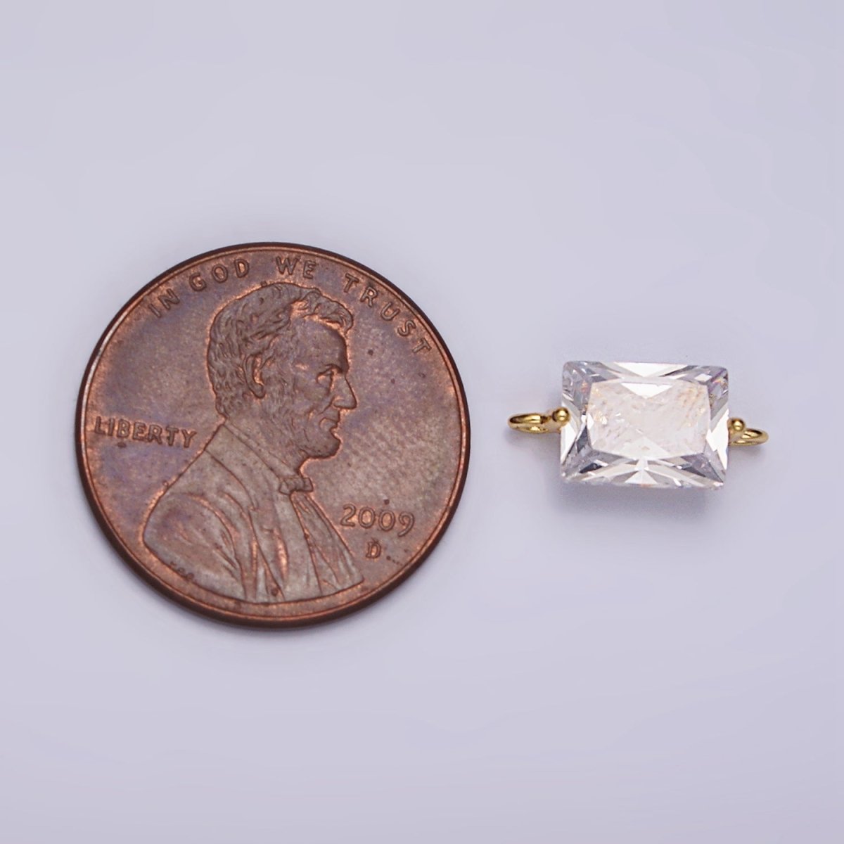 24K Gold Filled 5mm Clear CZ Baguette Connector | G-799