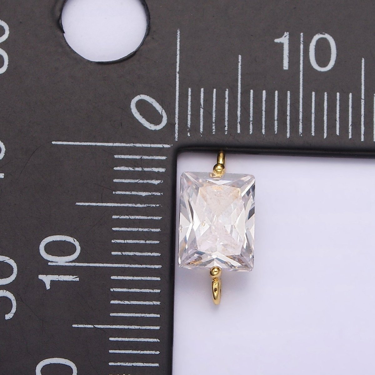 24K Gold Filled 5mm Clear CZ Baguette Connector | G-799
