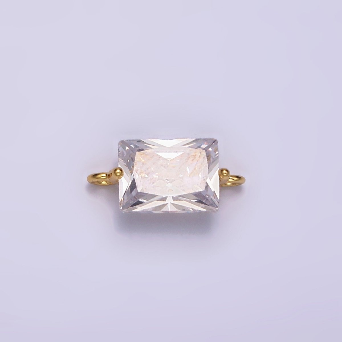 24K Gold Filled 5mm Clear CZ Baguette Connector | G-799