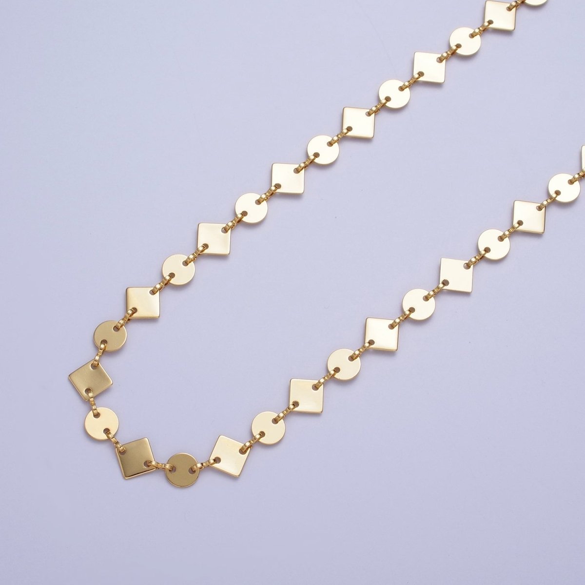 24K Gold Filled 8mm Designed Rhombus Circle Wholesale Chain by Yard For Jewelry Making | ROLL-846 Clearance Pricing