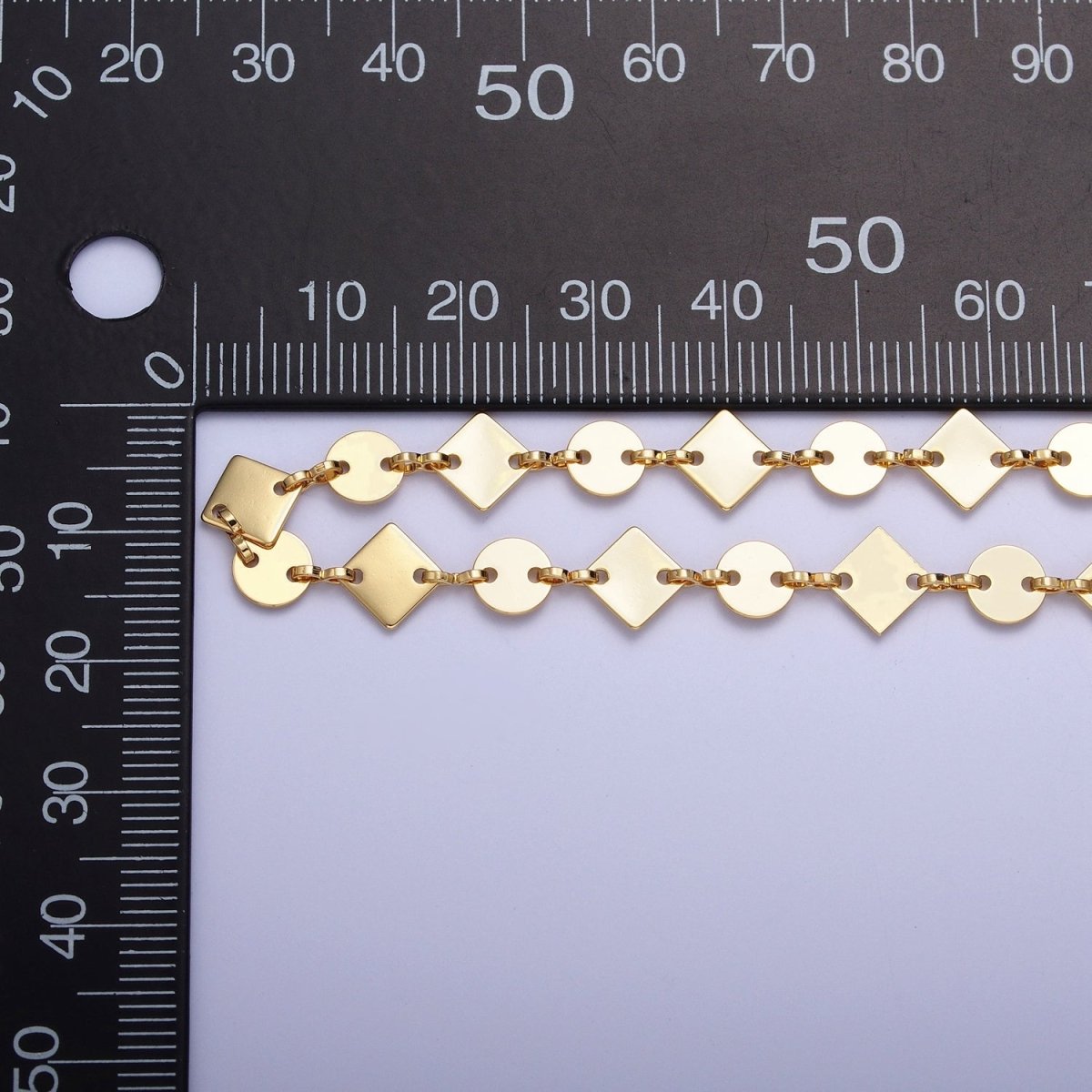 24K Gold Filled 8mm Designed Rhombus Circle Wholesale Chain by Yard For Jewelry Making | ROLL-846 Clearance Pricing
