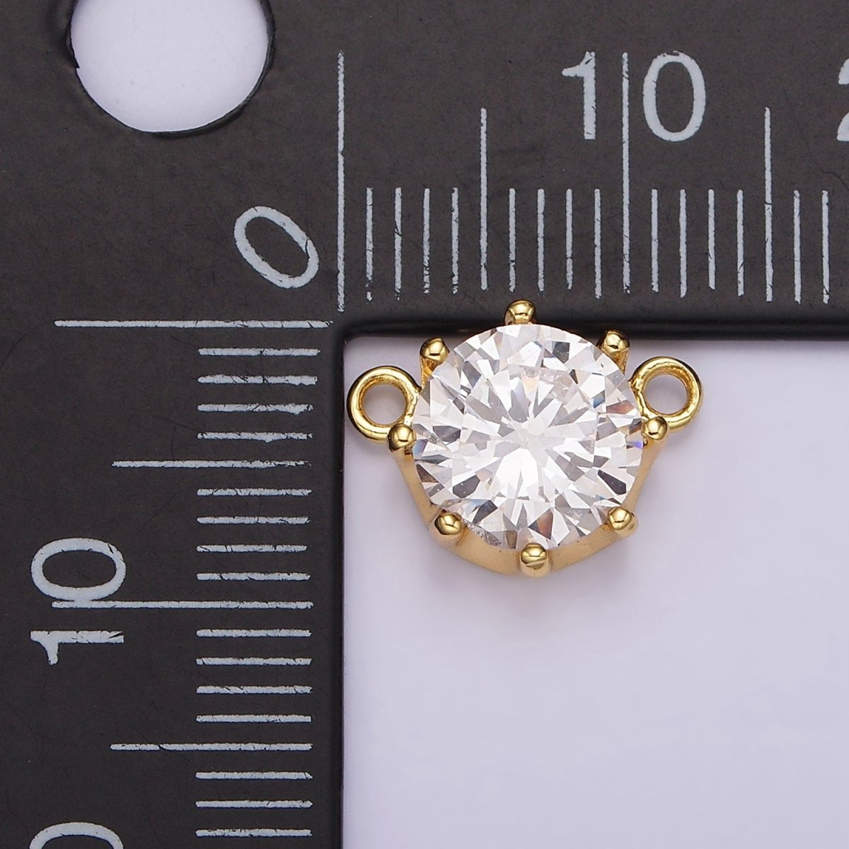 24K Gold Filled 9.5 Clear CZ Round Dotted Outline Connector | G805