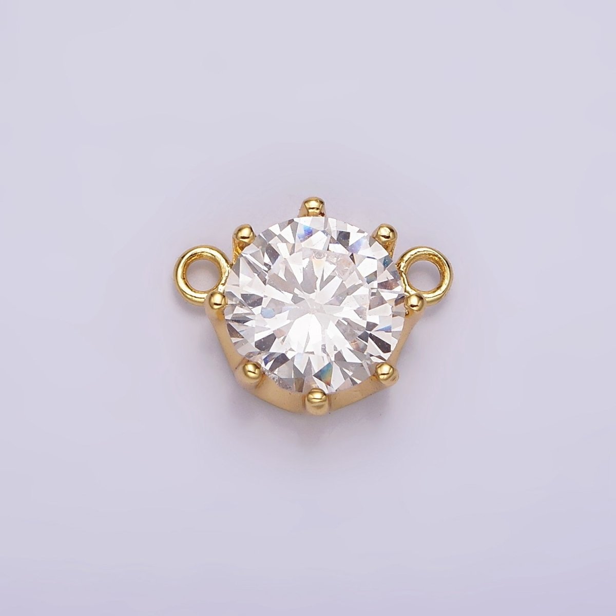 24K Gold Filled 9.5 Clear CZ Round Dotted Outline Connector | G805