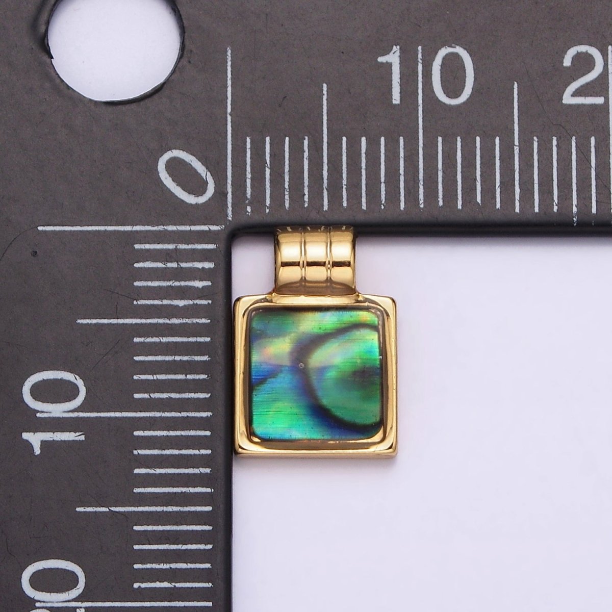 24K Gold Filled Abalone Square Tag Triple Lined Bail Pendant | AA563
