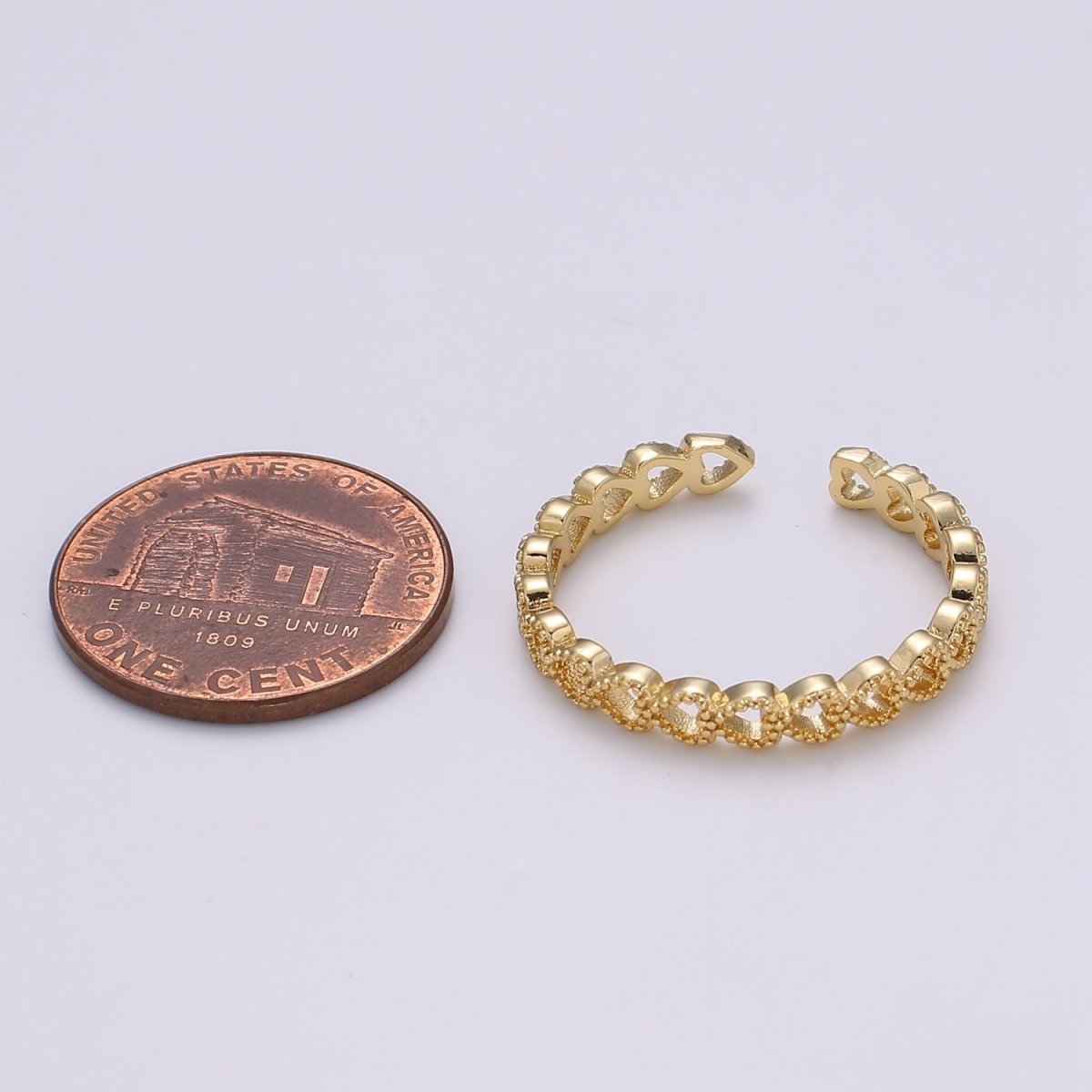 24k Gold Filled Adjustable Open Ring Heart Ring Love Ring With Micro CZ Stones For Jewelry Making Supplies R329