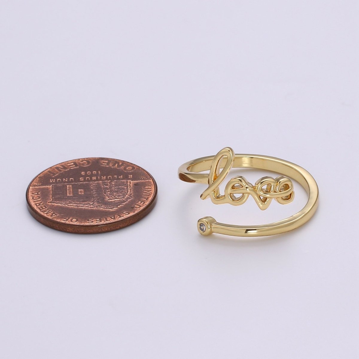 24k Gold Filled Adjustable Open Ring Love Ring Word Ring Relationship Gift Promise Ring Trendy For Jewelry Making Supplies