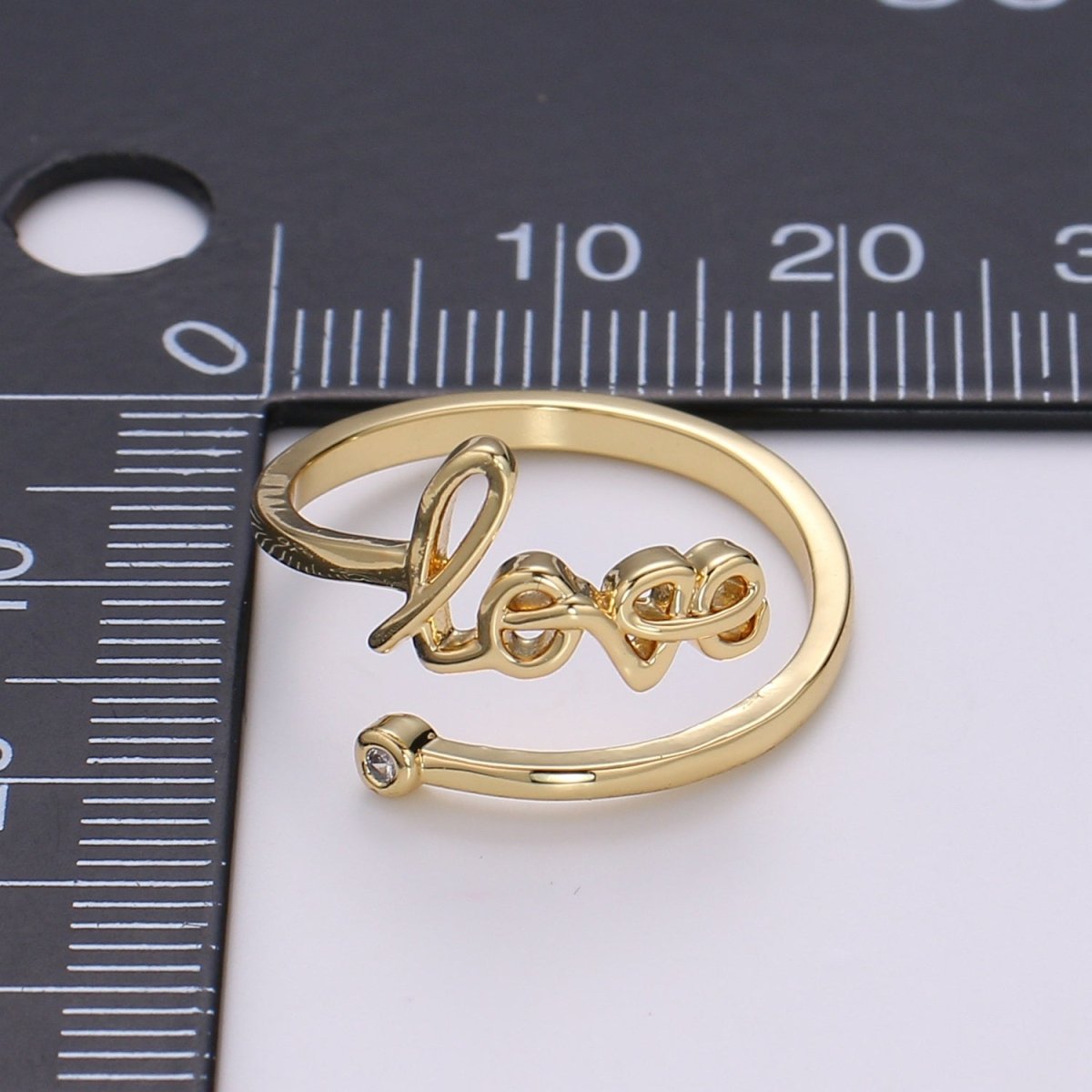 24k Gold Filled Adjustable Open Ring Love Ring Word Ring Relationship Gift Promise Ring Trendy For Jewelry Making Supplies