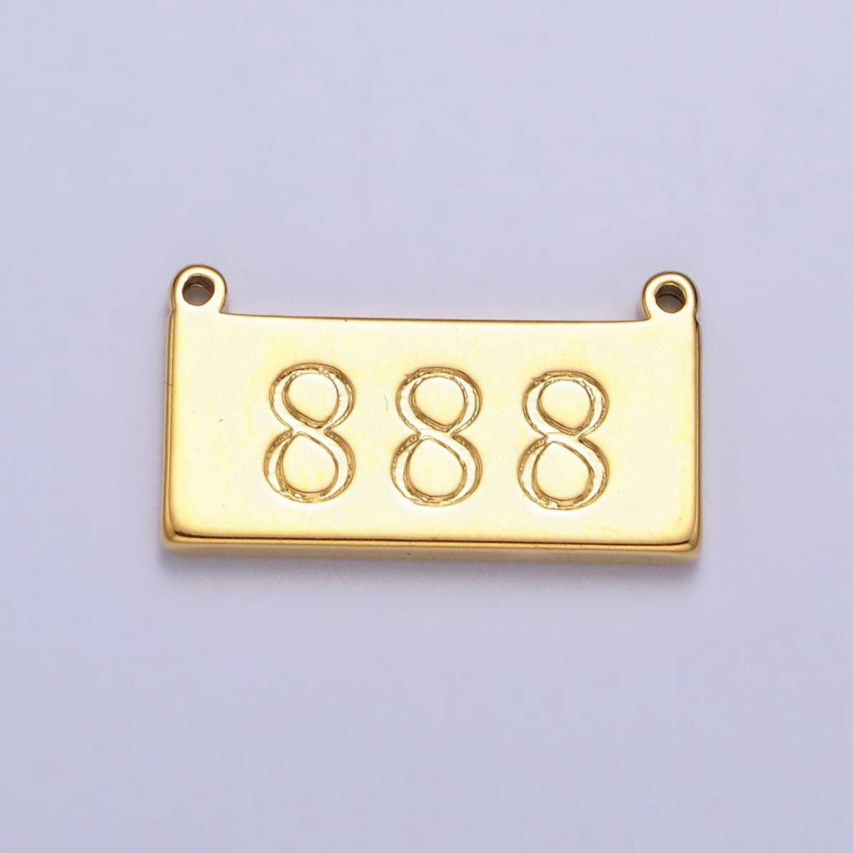 24K Gold Filled Angel Number Numerology Engraved Rectangular Tag Charm Connector | G610-615