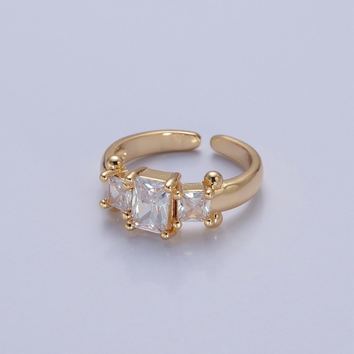 24K Gold Filled Baguette Square Cubic Zirconia CZ Promise Ring O-2272 O-2273 O-2274 O-2275