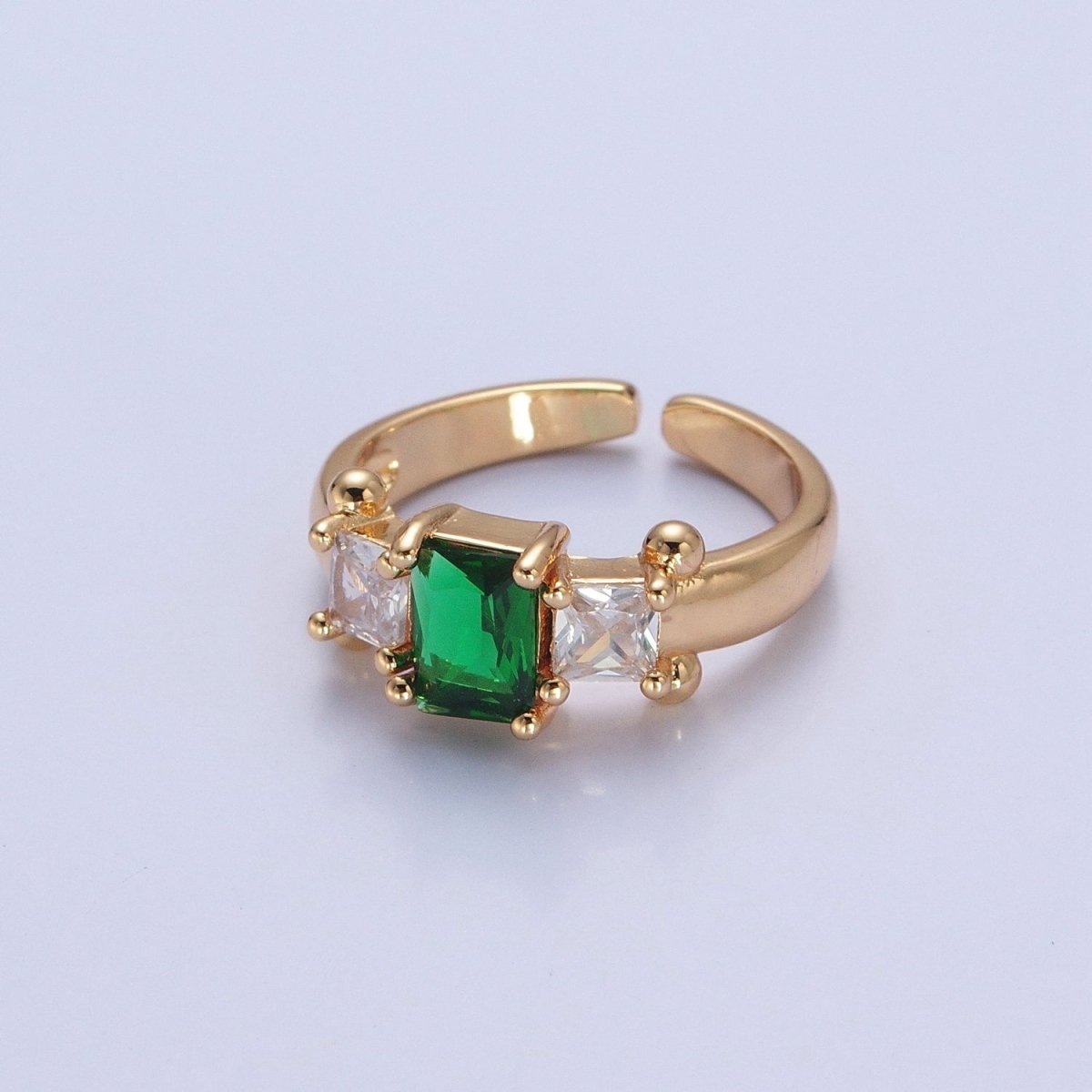 24K Gold Filled Baguette Square Cubic Zirconia CZ Promise Ring O-2272 O-2273 O-2274 O-2275