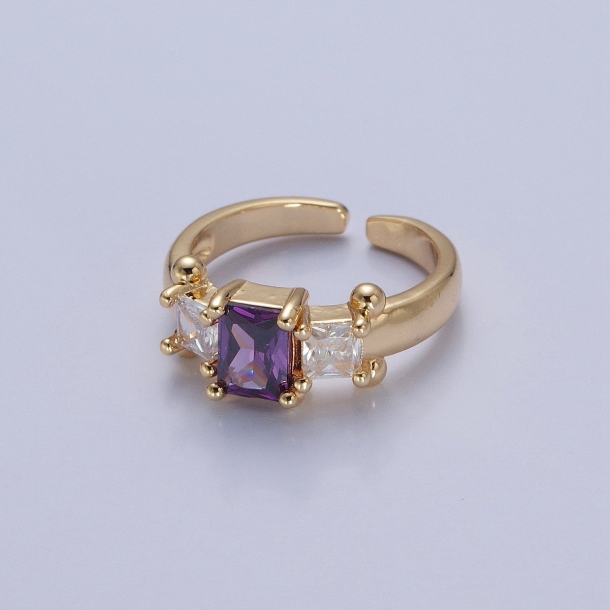 24K Gold Filled Baguette Square Cubic Zirconia CZ Promise Ring O-2272 O-2273 O-2274 O-2275