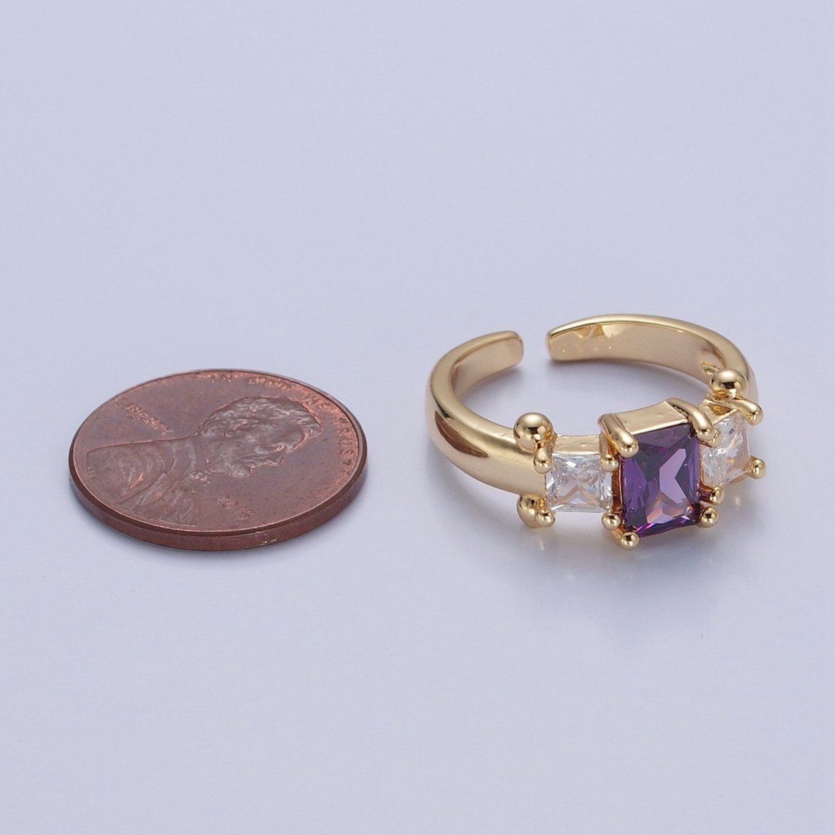 24K Gold Filled Baguette Square Cubic Zirconia CZ Promise Ring O-2272 O-2273 O-2274 O-2275