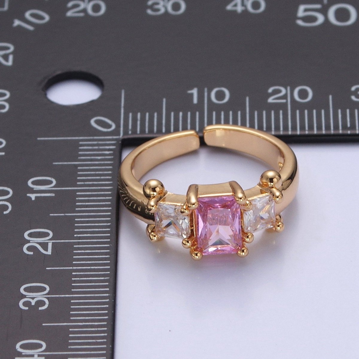 24K Gold Filled Baguette Square Cubic Zirconia CZ Promise Ring O-2272 O-2273 O-2274 O-2275