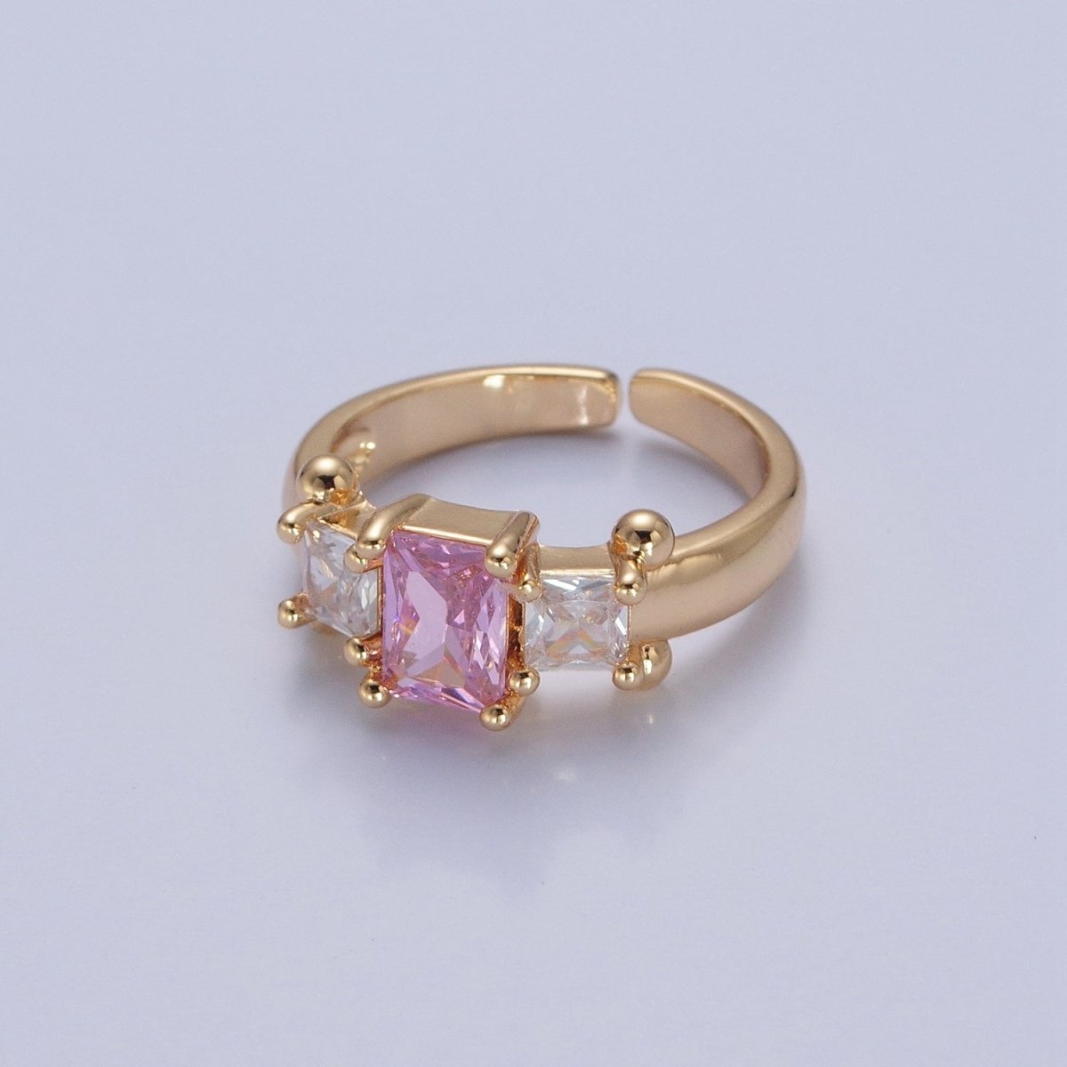 24K Gold Filled Baguette Square Cubic Zirconia CZ Promise Ring O-2272 O-2273 O-2274 O-2275