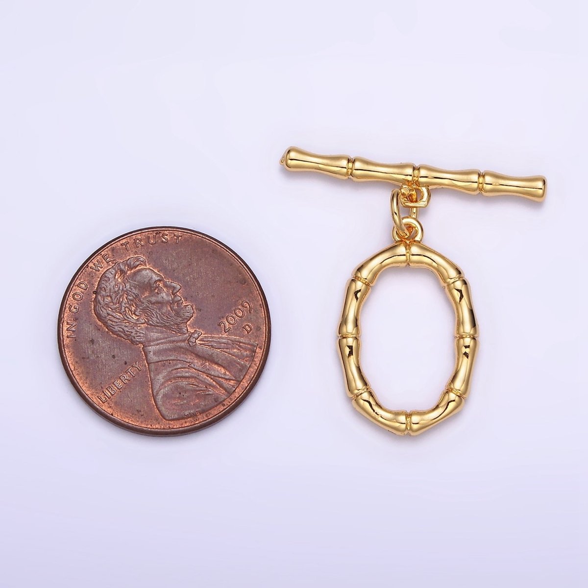 24K Gold Filled Bamboo Oval OT Toggle Clasps Closure Jewelry Making Supply | Z-449