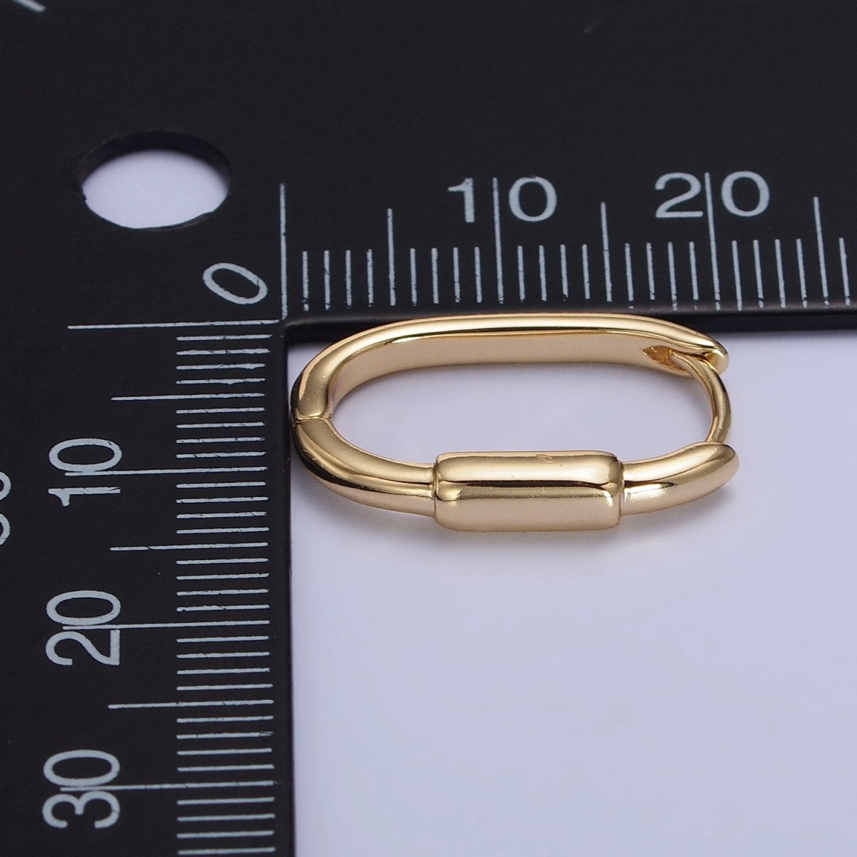 24K Gold Filled Bar 20mm Oblong Hoop Earrings | AB300