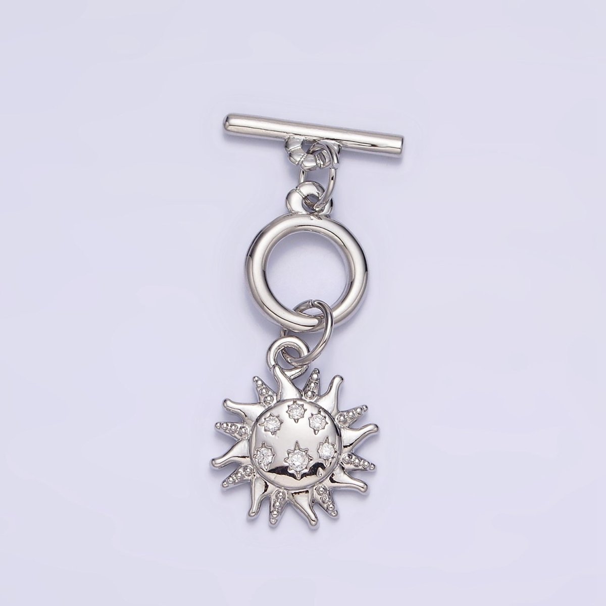 24K Gold Filled Beaded CZ Celestial Sun Toggle Clasps OT Closure Jewelry Supply in Gold & Silver | Z-434 Z-435