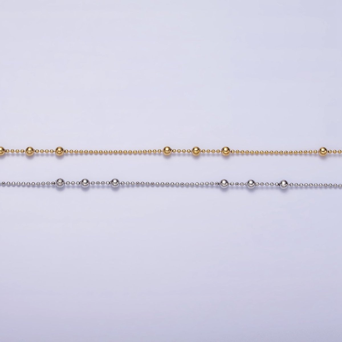 24k Gold Filled Beaded Satellite Chain Gold Filled Silver Chain Simple Everyday Layering Necklace 15.75 Inch | WA-1855 WA-1856 Clearance Pricing