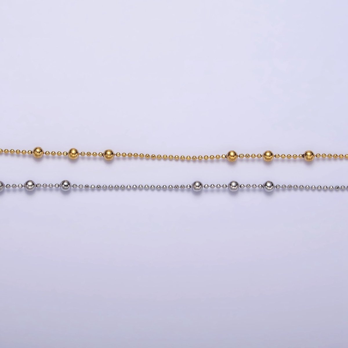 24k Gold Filled Beaded Satellite Chain Gold Filled Silver Chain Simple Everyday Layering Necklace 18 Inch | WA-1853 WA-1854 Clearance Pricing