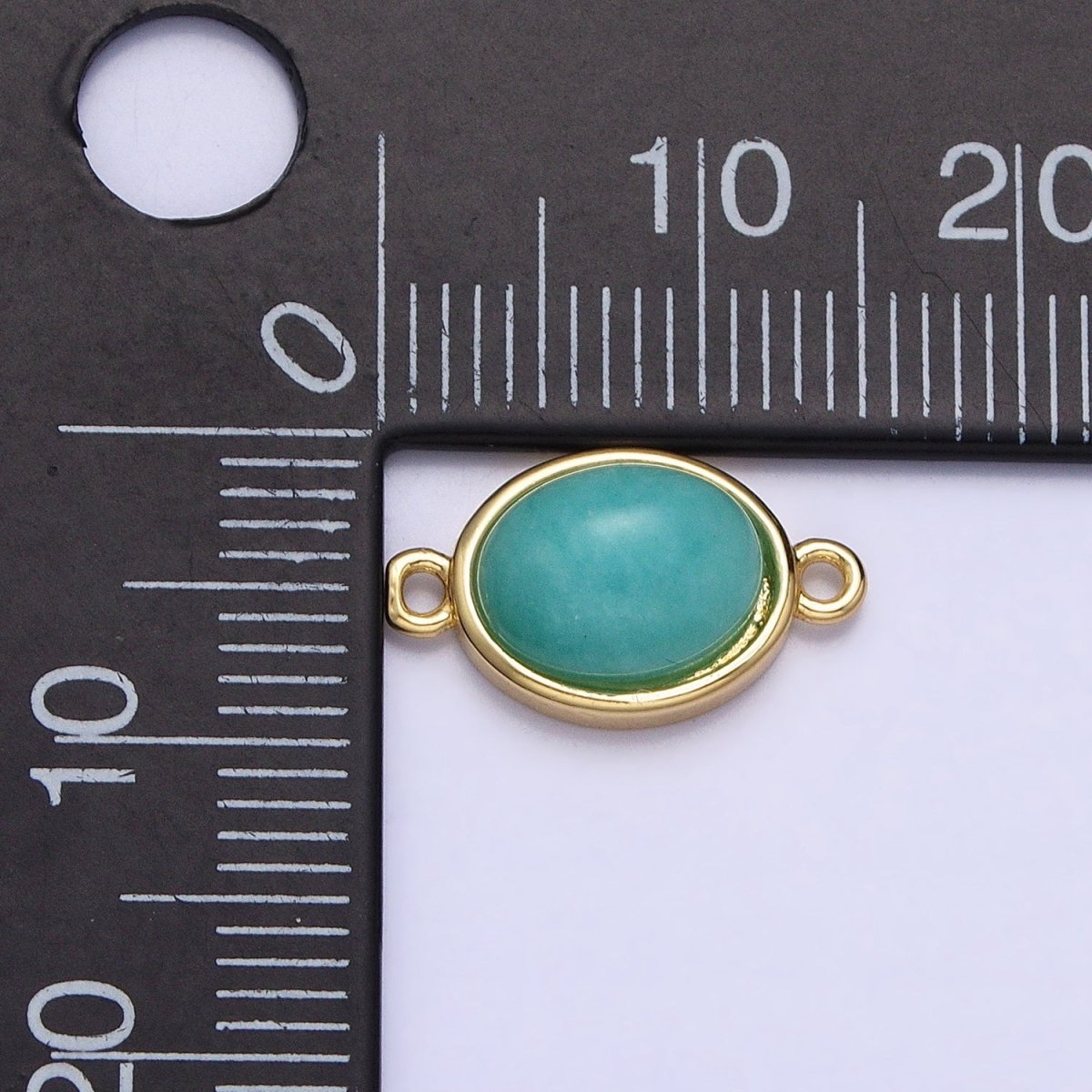 24K Gold Filled Blue Amazonite Natural Gemstone Cabochon Connector | Y-796
