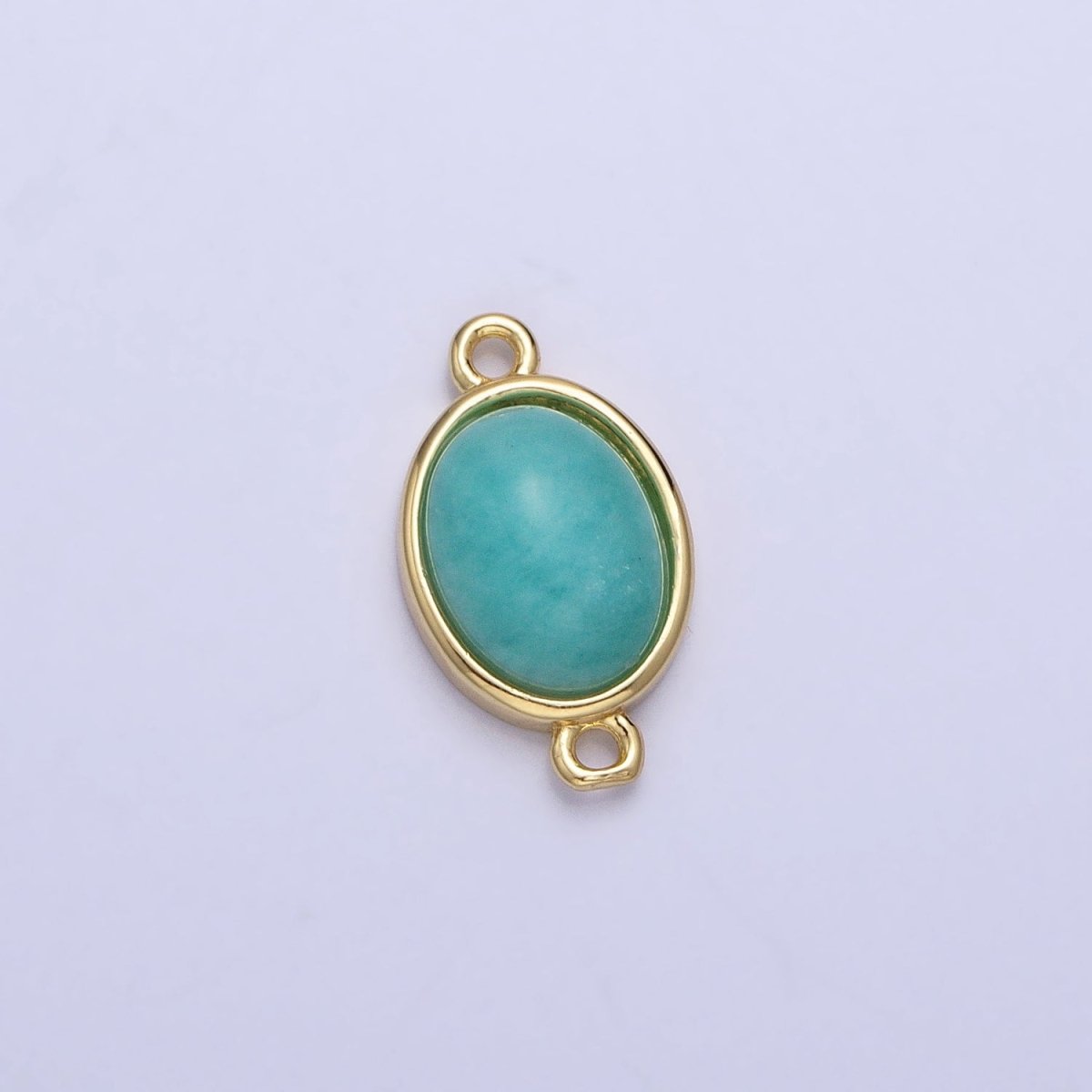 24K Gold Filled Blue Amazonite Natural Gemstone Cabochon Connector | Y-796