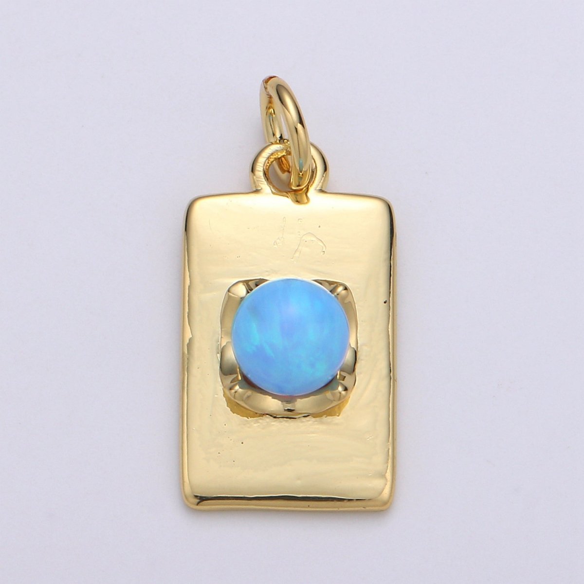 24K Gold Filled Blue Crystal Rectangle Charm  E-016
