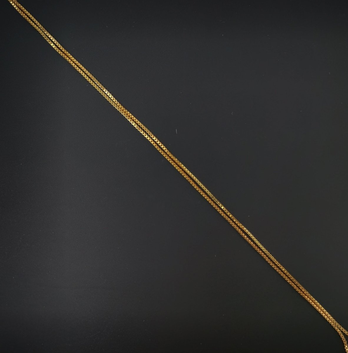 24K Gold Filled Box Chain Necklace, 19.6" Box Finished Chain For Jewelry Making, Dainty 1mm Box Necklace w/ Spring Ring | CN-593