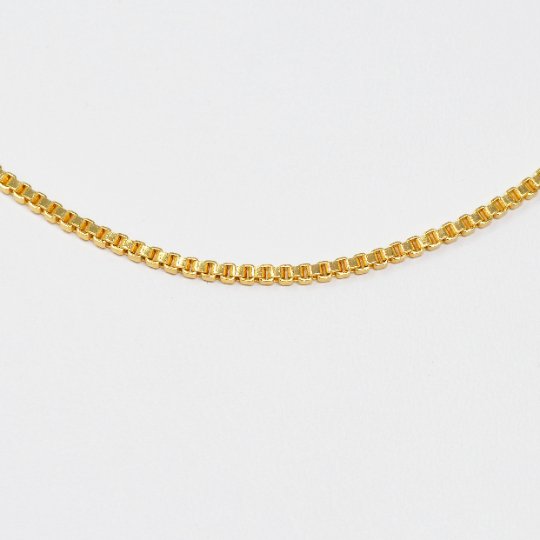 24K Gold Filled Box Chain Necklace, Dainty 1.5mm Box Chain, 19.9 inches Box Necklace w/ Spring Rings | CN-994  Clearance Pricing