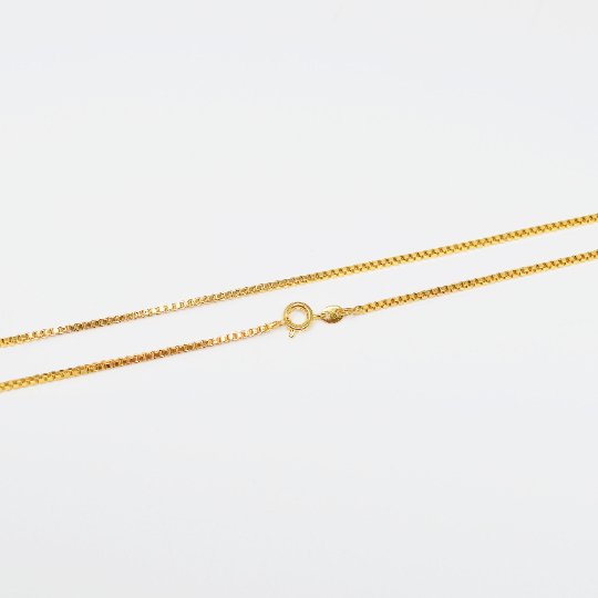 24K Gold Filled Box Chain Necklace, Dainty 1.5mm Box Chain, 19.9 inches Box Necklace w/ Spring Rings | CN-994  Clearance Pricing