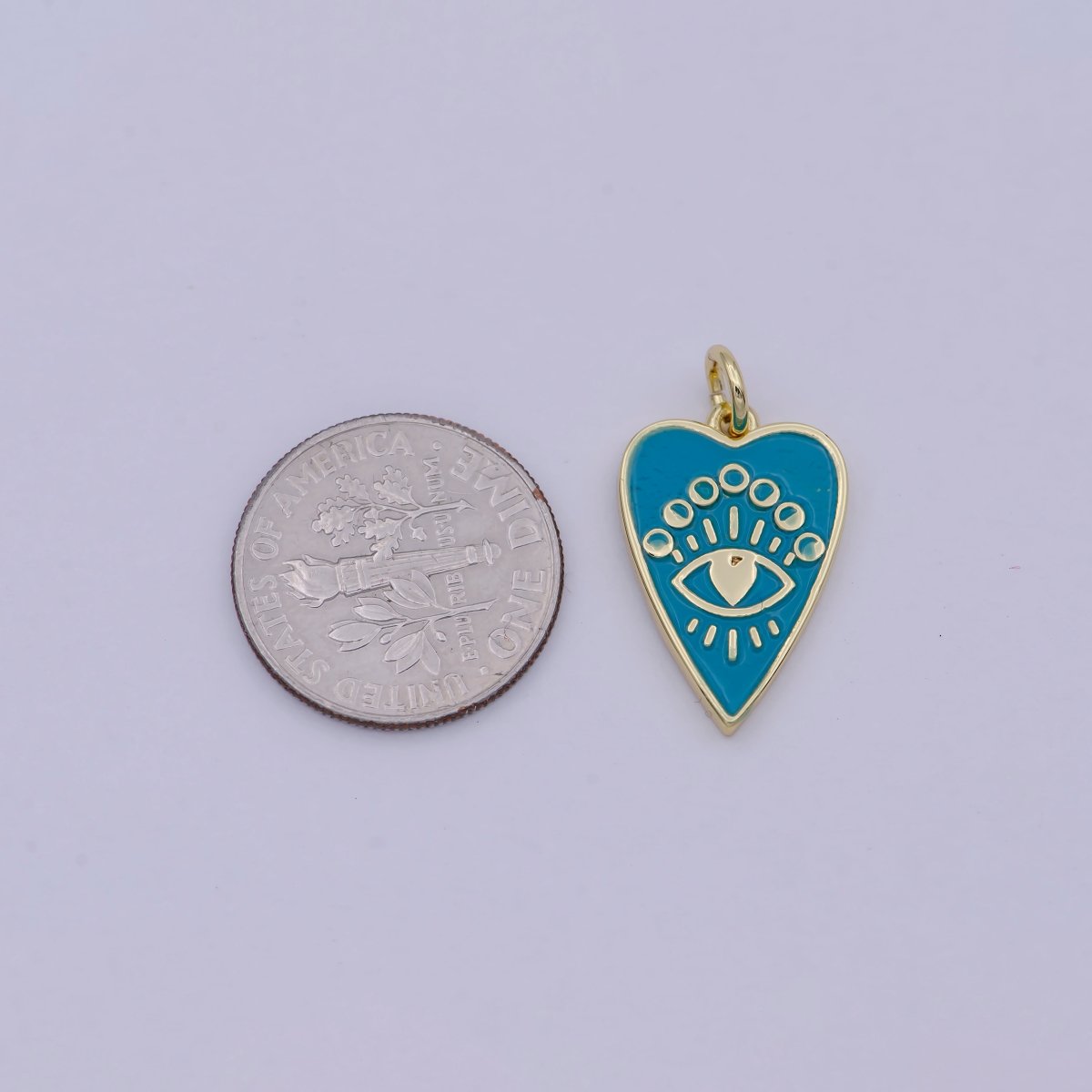 24k Gold Filled Bright Eye charm, Heart Charm, Eye Charm, Light Blie Charm, For Charm Bracelets, For Necklace Pendants E-579