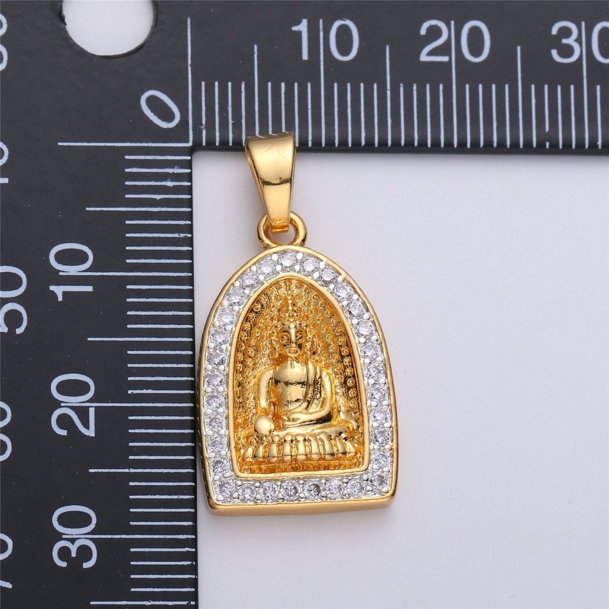 24K Gold Filled Buddha Pendant Micro Pave Meditate Buddha Charm Religious Jewelry Making Supply Yoga Jewelry I-182
