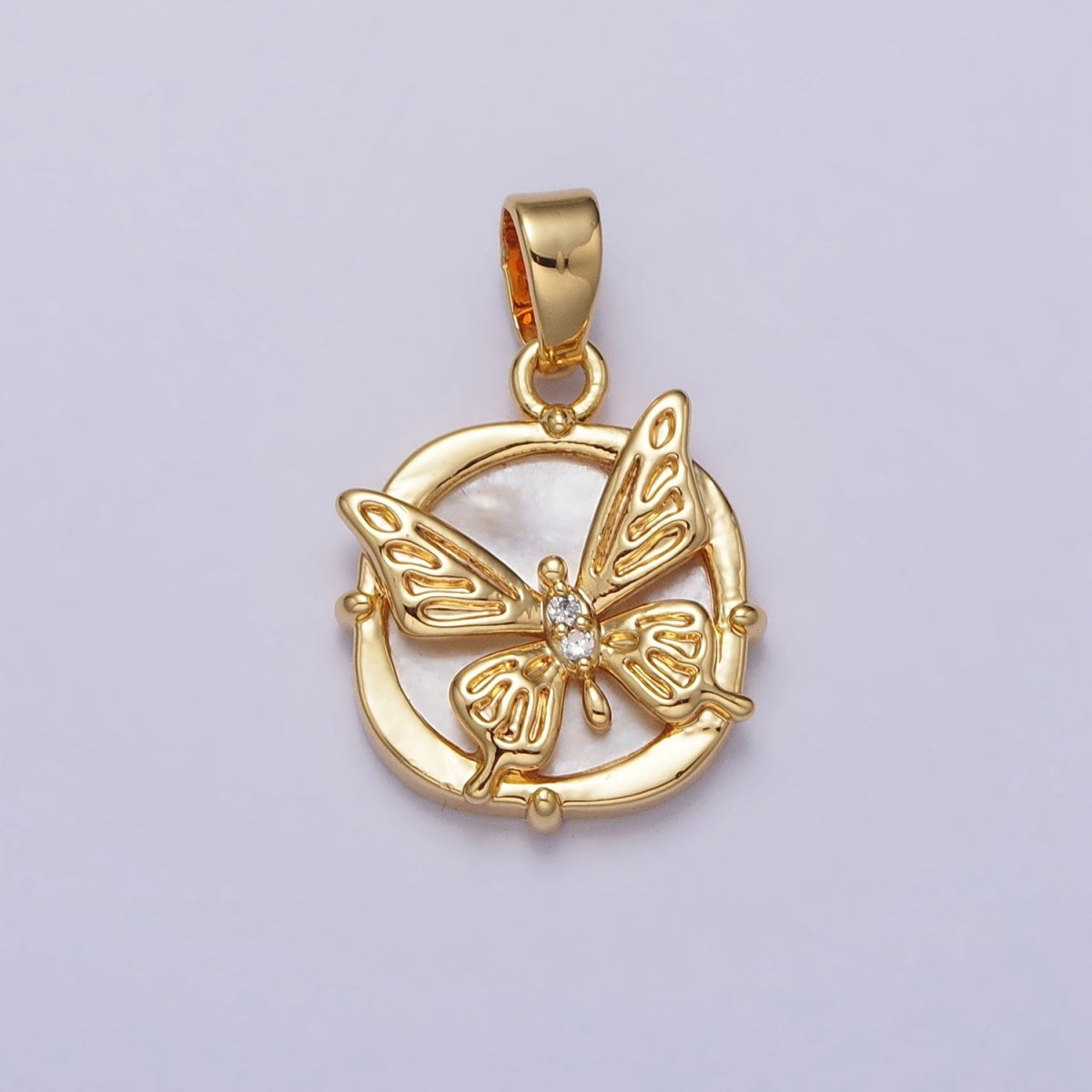 24K Gold Filled Butterfly Shell Pearl Square Pendant | AA113