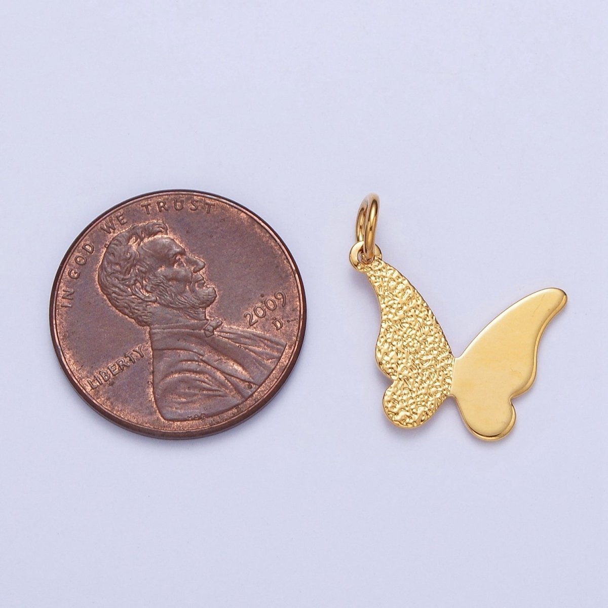 24K Gold Filled Butterfly Textured Charm, Minimalist Textured Gold Dainty Butterfly For Earring Bracelet Necklace Jewelry Making AG-089