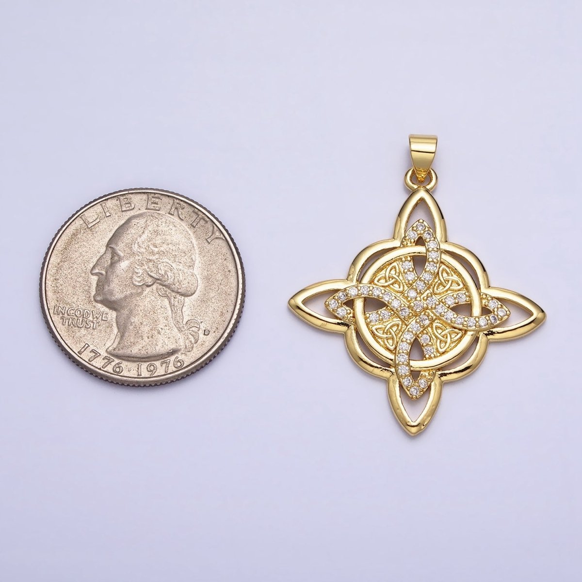 24K Gold Filled Celtic Woven Necklace Pendant Celtic Knot Charm AA260
