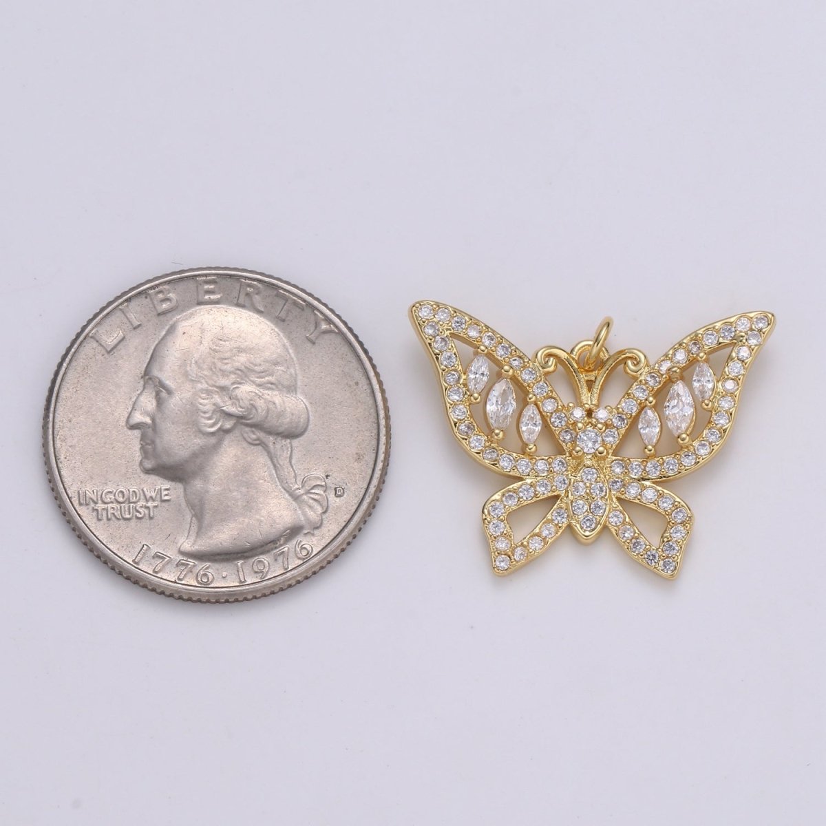 24k Gold Filled Charm Dainty Micro Pave Butterfly Charm Gold Animal Jewelry Inspired Cubic Mariposa Butterfly pendant for Necklace Bracelet E-134