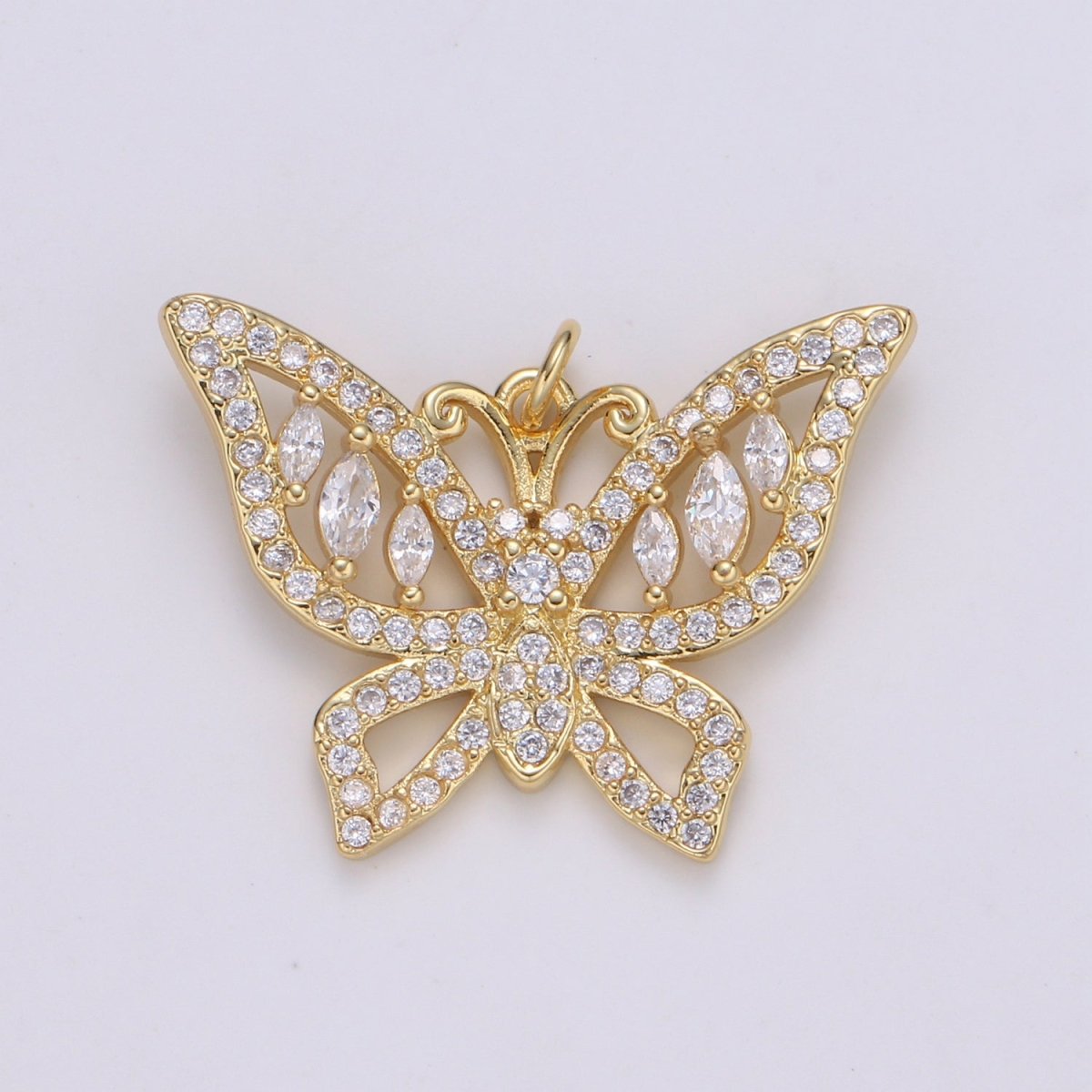 24k Gold Filled Charm Dainty Micro Pave Butterfly Charm Gold Animal Jewelry Inspired Cubic Mariposa Butterfly pendant for Necklace Bracelet E-134