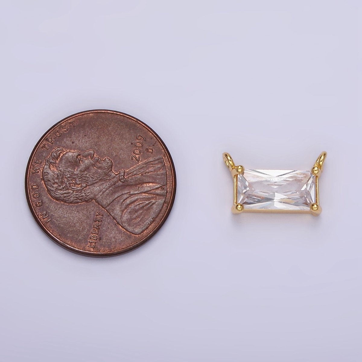 24K Gold Filled Clear Baguette CZ Bezel Connector | G797