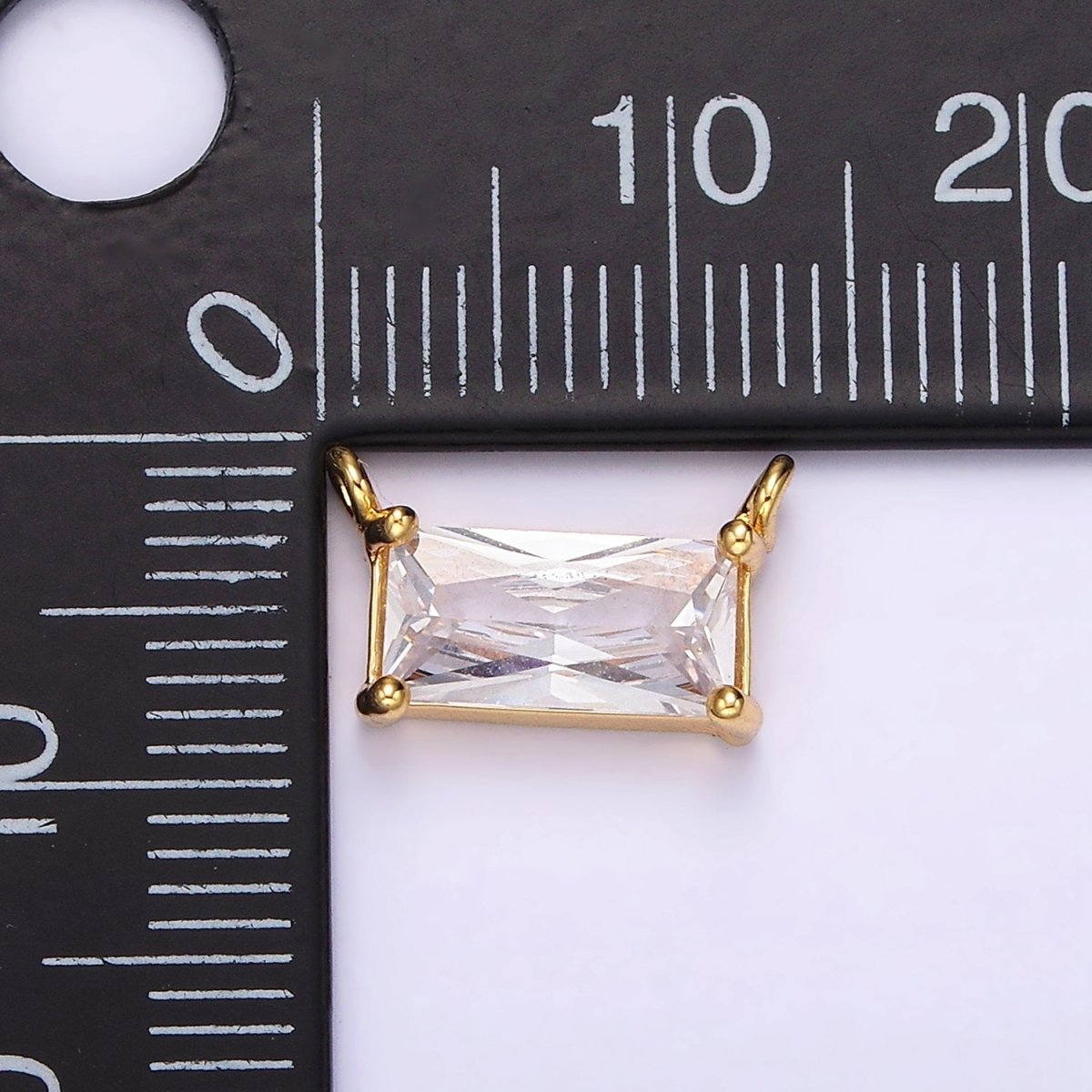 24K Gold Filled Clear Baguette CZ Bezel Connector | G797