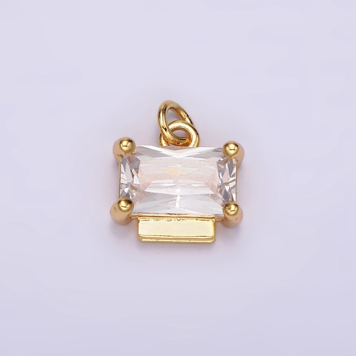 24K Gold Filled Clear CZ Baguette Bar Bezel Add-On Charm | AC876