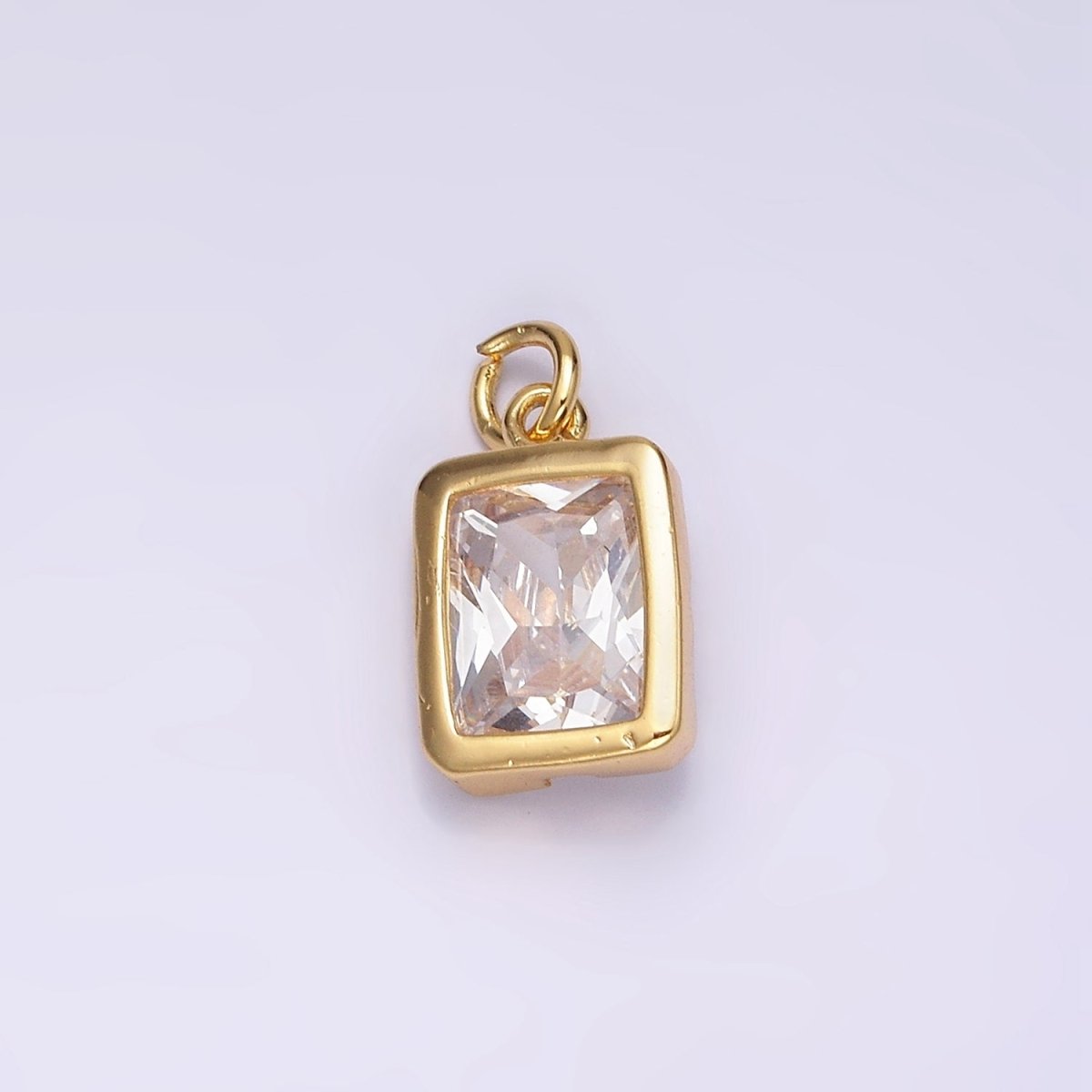 24K Gold Filled Clear CZ Baguette Bezel Add-On Charm | AC874
