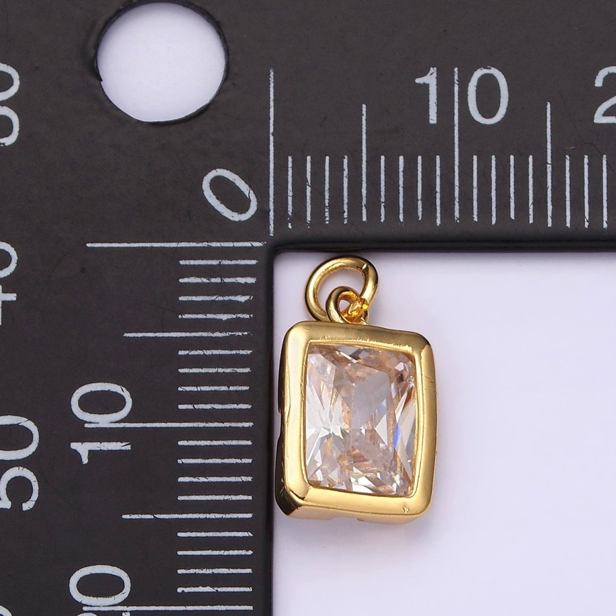 24K Gold Filled Clear CZ Baguette Bezel Add-On Charm | AC874