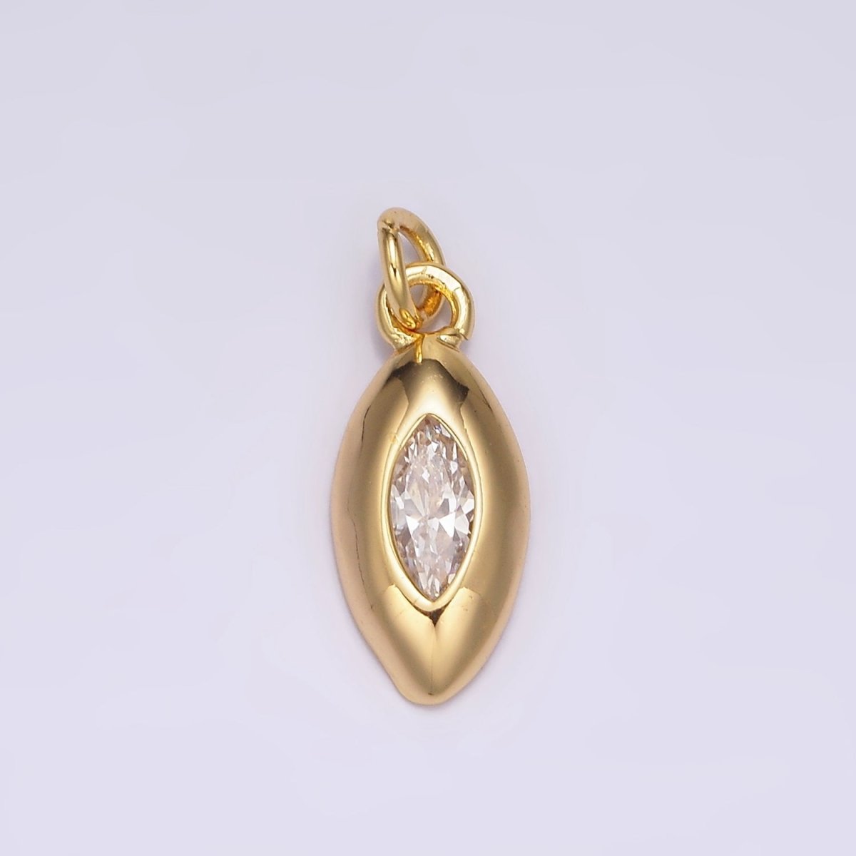 24K Gold Filled Clear CZ Marquise Bezel Charm | AC875