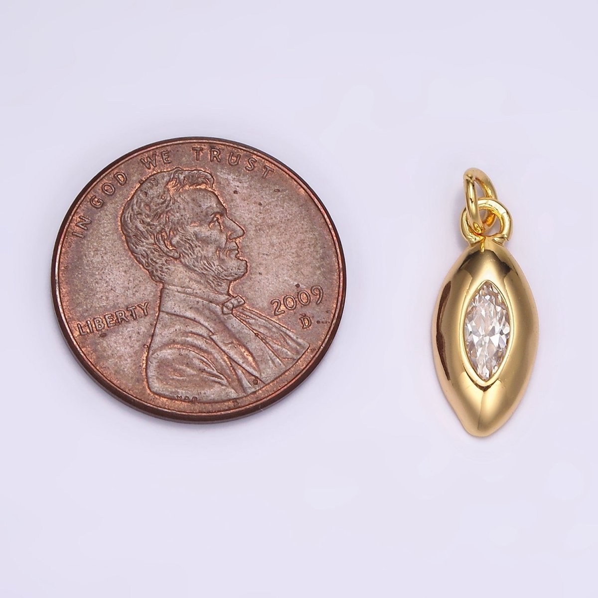 24K Gold Filled Clear CZ Marquise Bezel Charm | AC875
