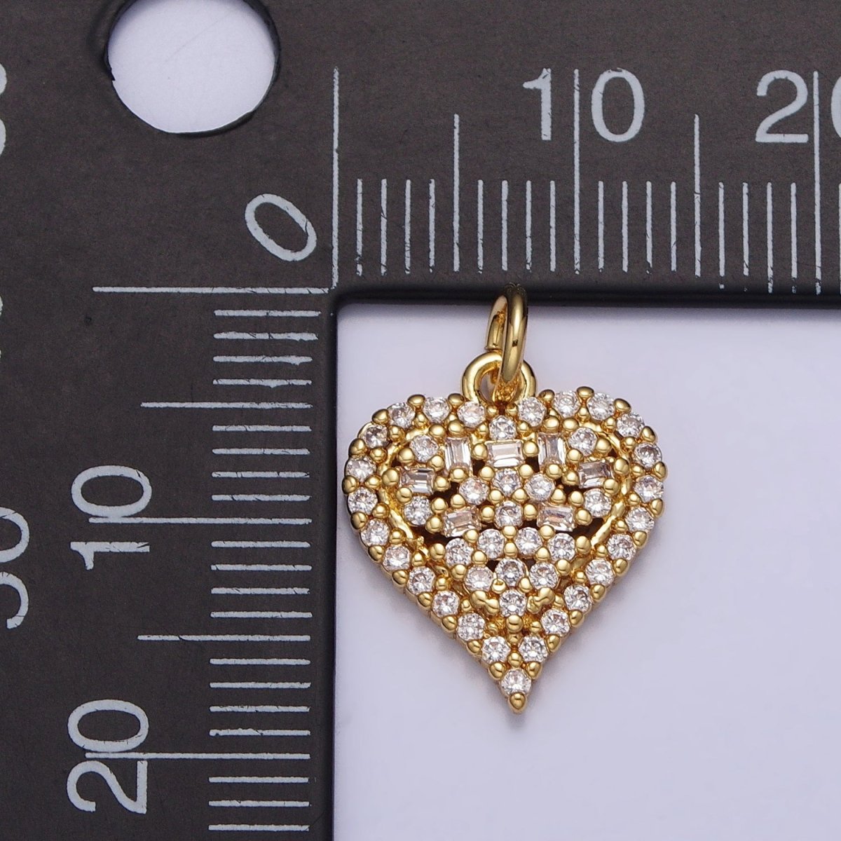 24K Gold Filled Clear CZ Micro Paved Heart Add-On Charm | AC311