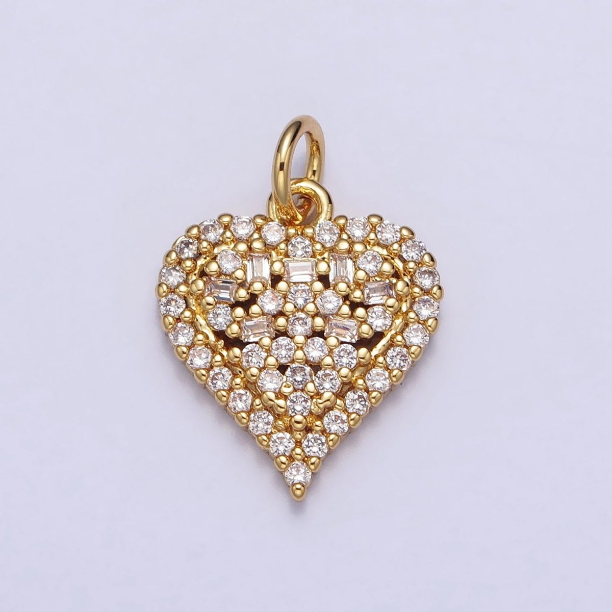 24K Gold Filled Clear CZ Micro Paved Heart Add-On Charm | AC311