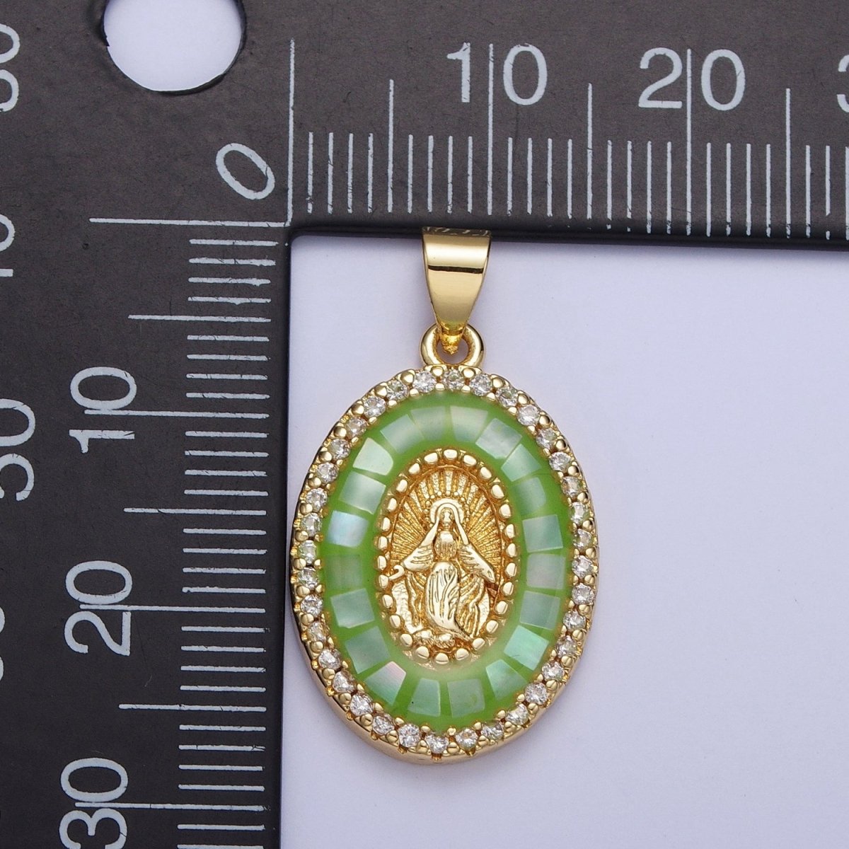 24K Gold Filled Clear Micro Pave Opal Mother Virgin Mary, Religious Miraculous Lady Guadalupe Pendant For Jewelry Making | X482-X487