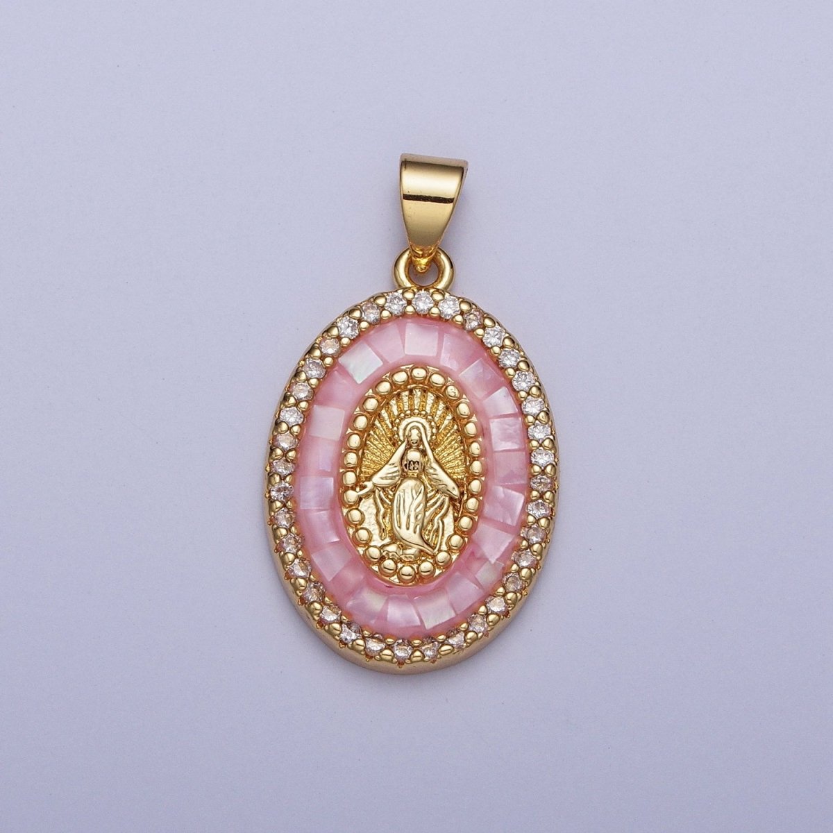 24K Gold Filled Clear Micro Pave Opal Mother Virgin Mary, Religious Miraculous Lady Guadalupe Pendant For Jewelry Making | X482-X487
