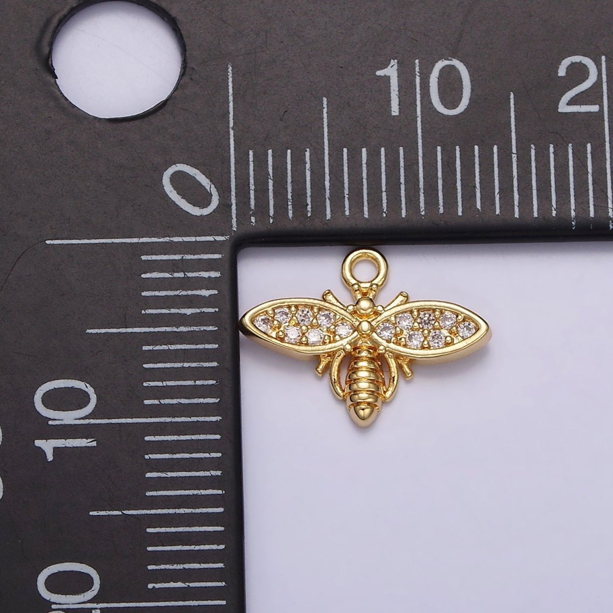 24K Gold Filled Clear Micro Paved CZ Insect Bee Wasps Add-On Charm | AC1427